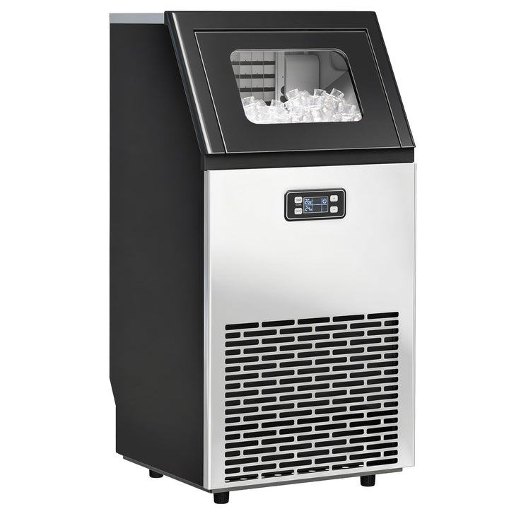 HOMCOM Kommerzielle Eiswürfelmaschine 45kg/24H mit LCD-Anzeige, 11 kg Speicher, Timer und Selbstrein