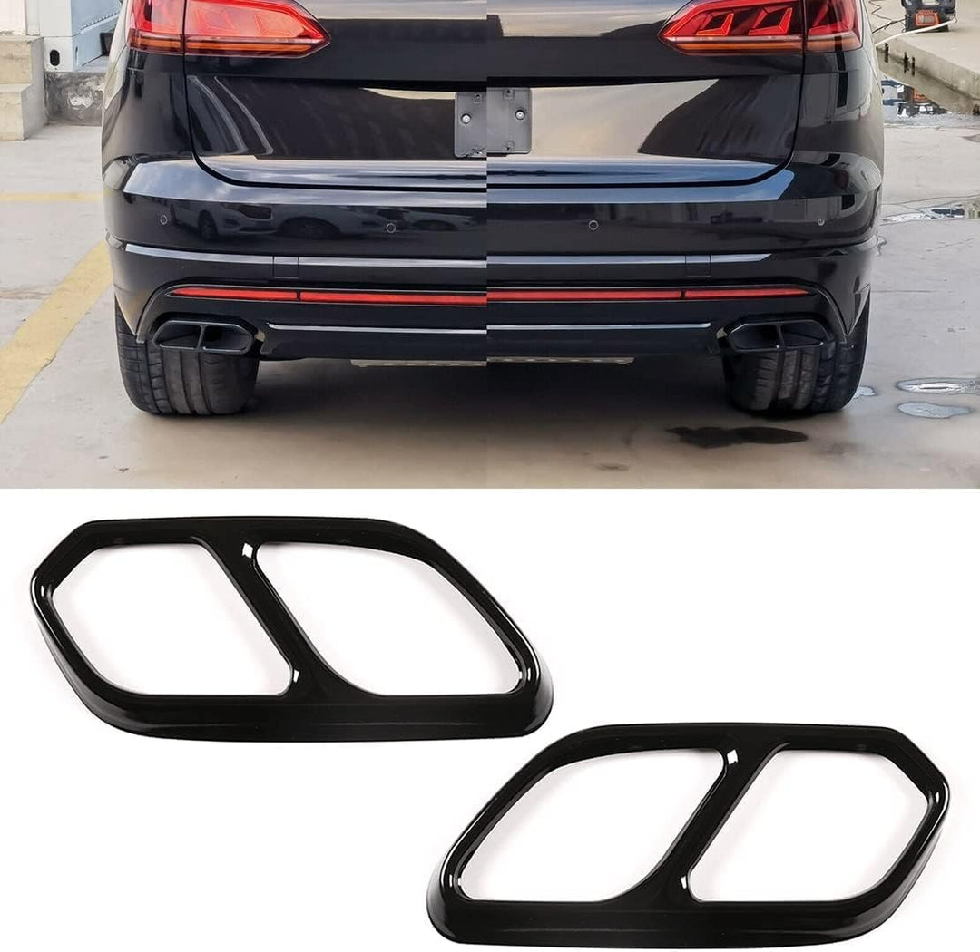 Homanpp Auspuffblenden Für VW Für Touareg CR7 2018 2019 2020 Edelstahl 2 Stück Schwarz Auto Hinten L