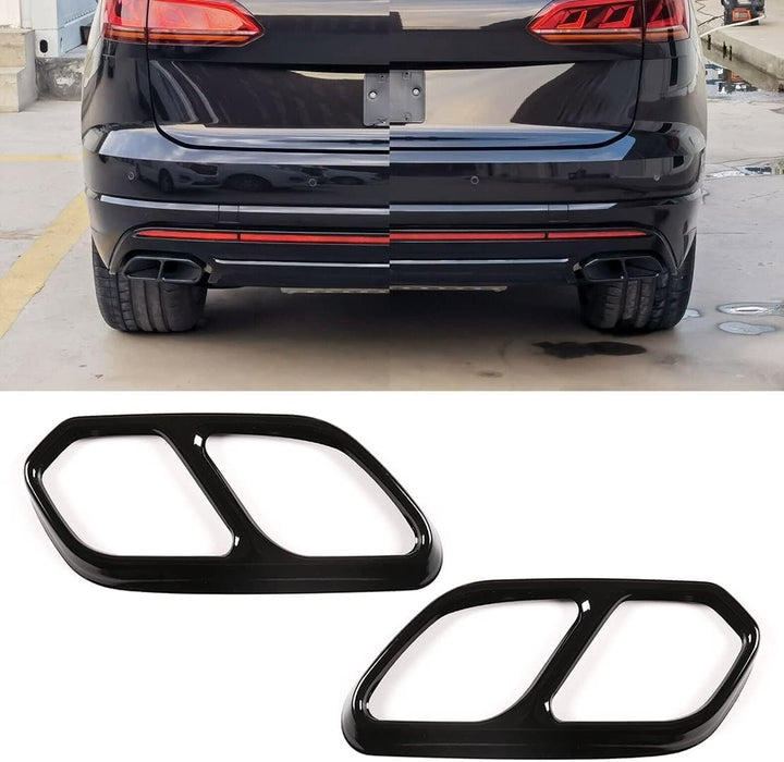 Homanpp Auspuffblenden Für VW Für Touareg CR7 2018 2019 2020 Edelstahl 2 Stück Schwarz Auto Hinten L