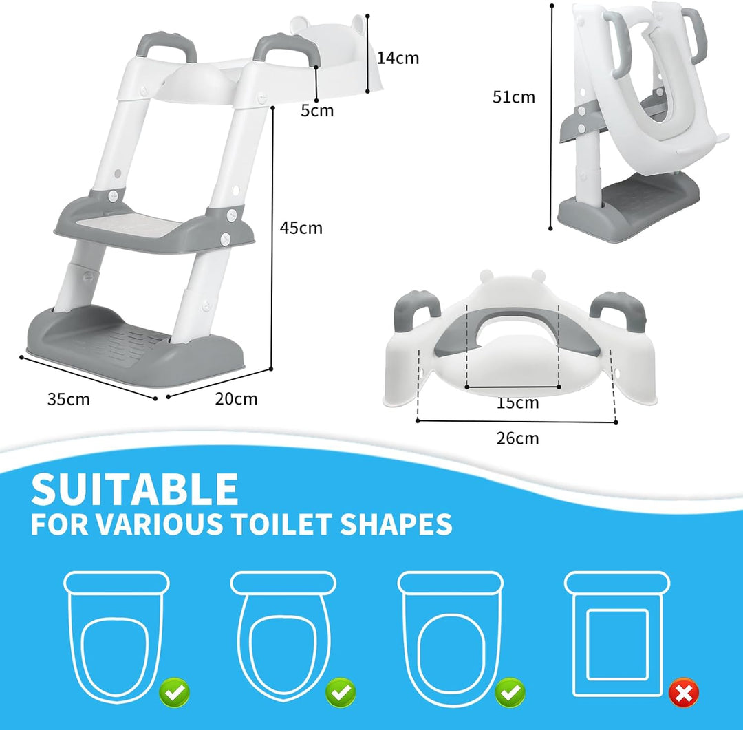 Toilettensitz Toilettentrainer mit Treppe und Griffe Faltbar Kinder WC Sitz Toilette Toilettentraine