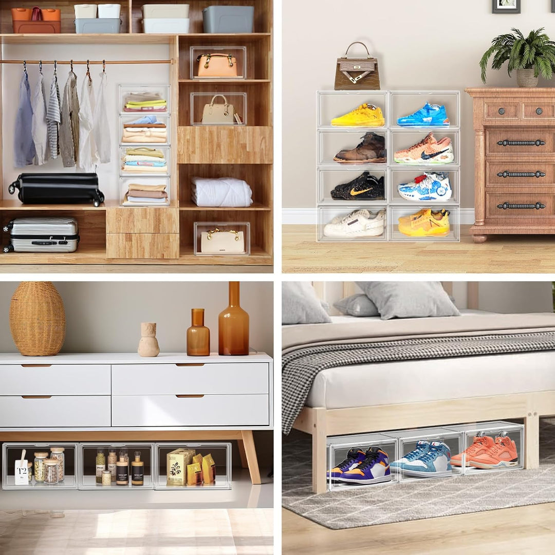 Schuhboxen Stapelbar Transparent Schuhaufbewahrungsbox Schuhkarton mit Deckel Schuh Organizer Schuha