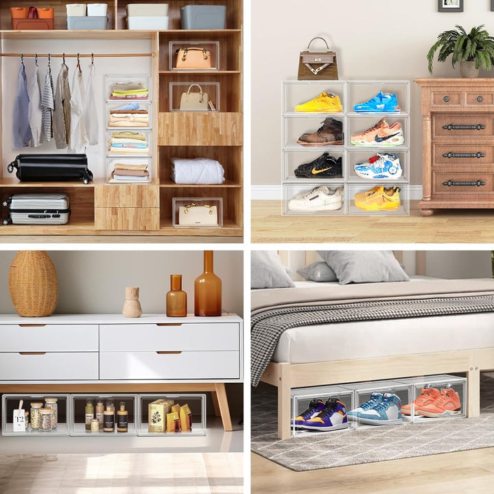 Schuhboxen Stapelbar Transparent Schuhaufbewahrungsbox Schuhkarton mit Deckel Schuh Organizer Schuha