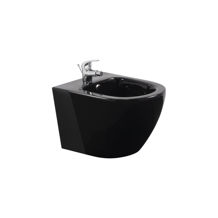 i-flair Wand-Hänge Bidet Franco mit Mischbatterie und Wandbefestigung - Schwarz, Schwarz