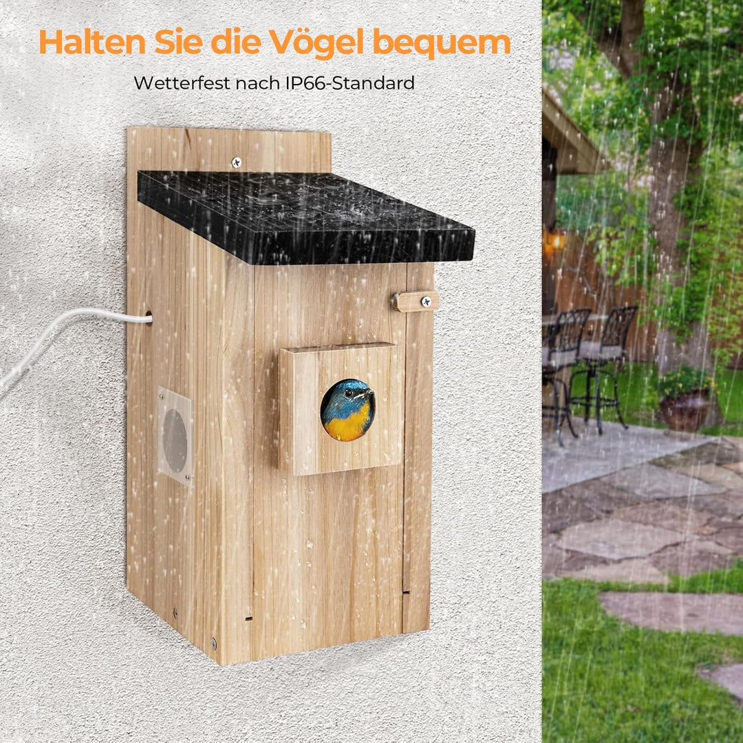RAINBEAN Bird House with Camera,Nistkasten mit Kamera, 4 Millionen Pixel Outdoor-Vogelhaus-Kamera, E