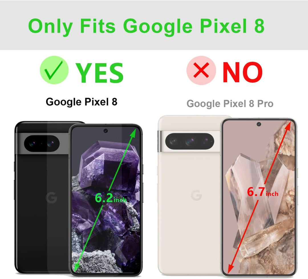 LENSUN Echtleder Hülle für Google Pixel 8, Handyhülle [Echtes Leder] [Magnetverschluss] [Standfunkti