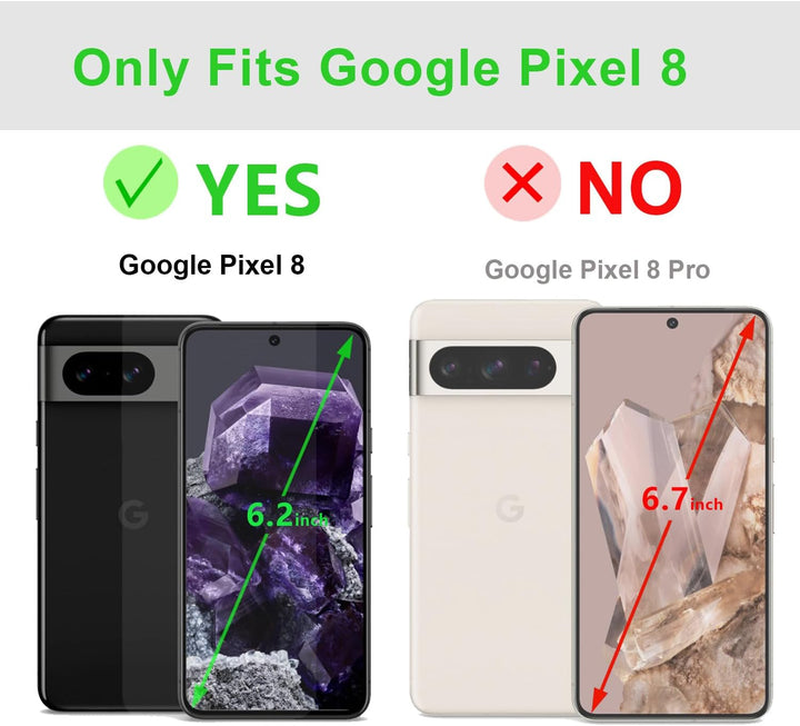LENSUN Echtleder Hülle für Google Pixel 8, Handyhülle [Echtes Leder] [Magnetverschluss] [Standfunkti