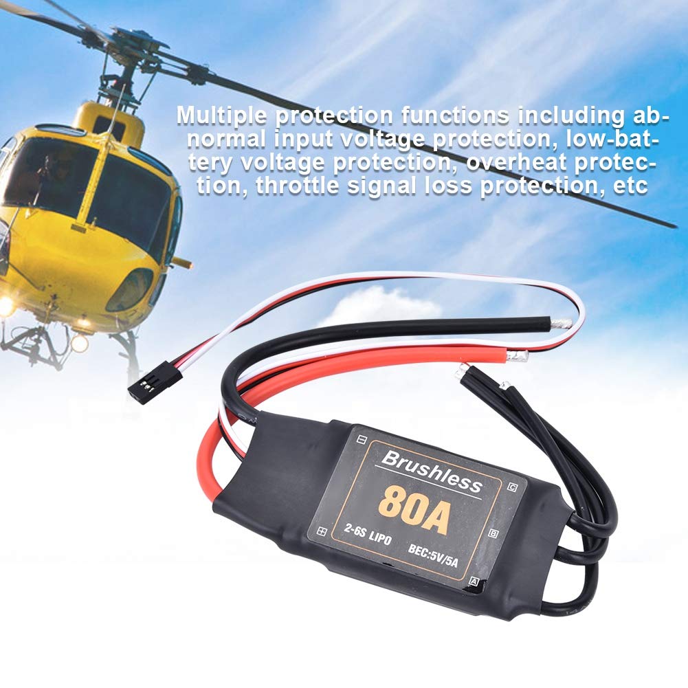 RC ESC, 80A Brushless ESC Elektronischer Drehzahlregler Batterie Niederspannungsschutz 2-6S