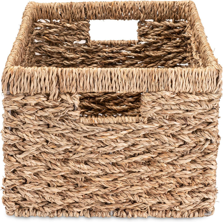 Decorasian Aufbewahrungskorb Regalkorb, geflochten aus Seegras - sehr stabil - L L (40cmx29cmx22cm)