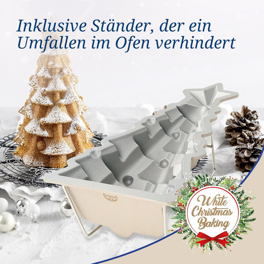 Dr. Oetker Motivbackform Tannenbaum White Christmas Baking, für Weihnachten, Tannenbaumform mit Anti