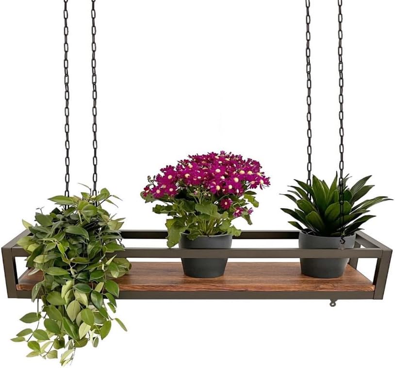 yelloo FLOWERS Hängendes Deckenregal mit Blumenketten für vertikale Garten Getränkehalter Flaschen B