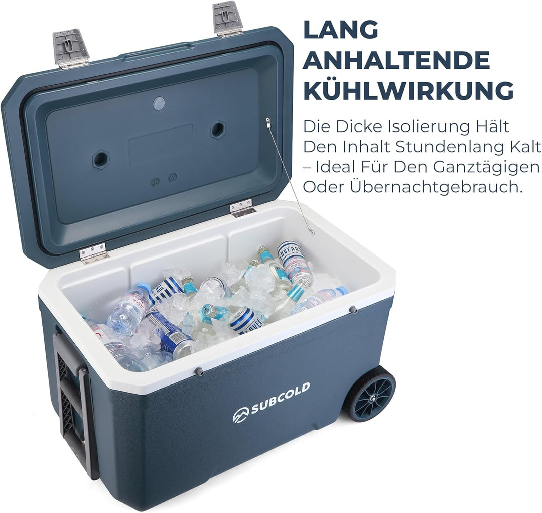 Subcold MOBI Rollkühlbox - Isolierte Kühlbox auf Rollen mit Griffen und Ablauf | Eiskühler für Reise