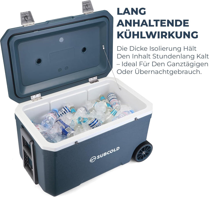 Subcold MOBI Rollkühlbox - Isolierte Kühlbox auf Rollen mit Griffen und Ablauf | Eiskühler für Reise