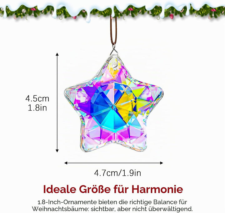 H&D HYALINE & DORA Kristall-Sonnenfänger, Sternprismen, 5,1 cm, AB-farbige Kristalle zum Aufhängen,
