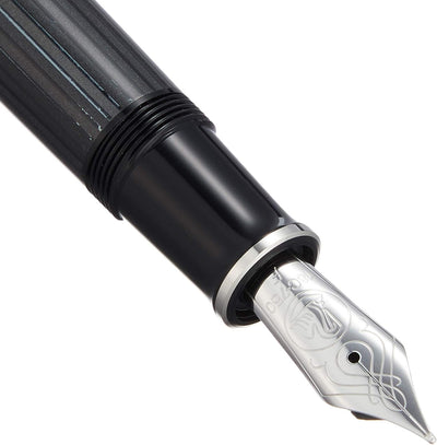 Pelikan Premium M805 Füllfederhalter, Feder F Plume schwarz/grau, schwarz/grau