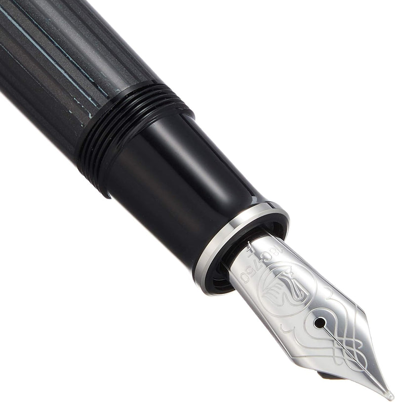 Pelikan Premium M805 Füllfederhalter, Feder F Plume schwarz/grau, schwarz/grau
