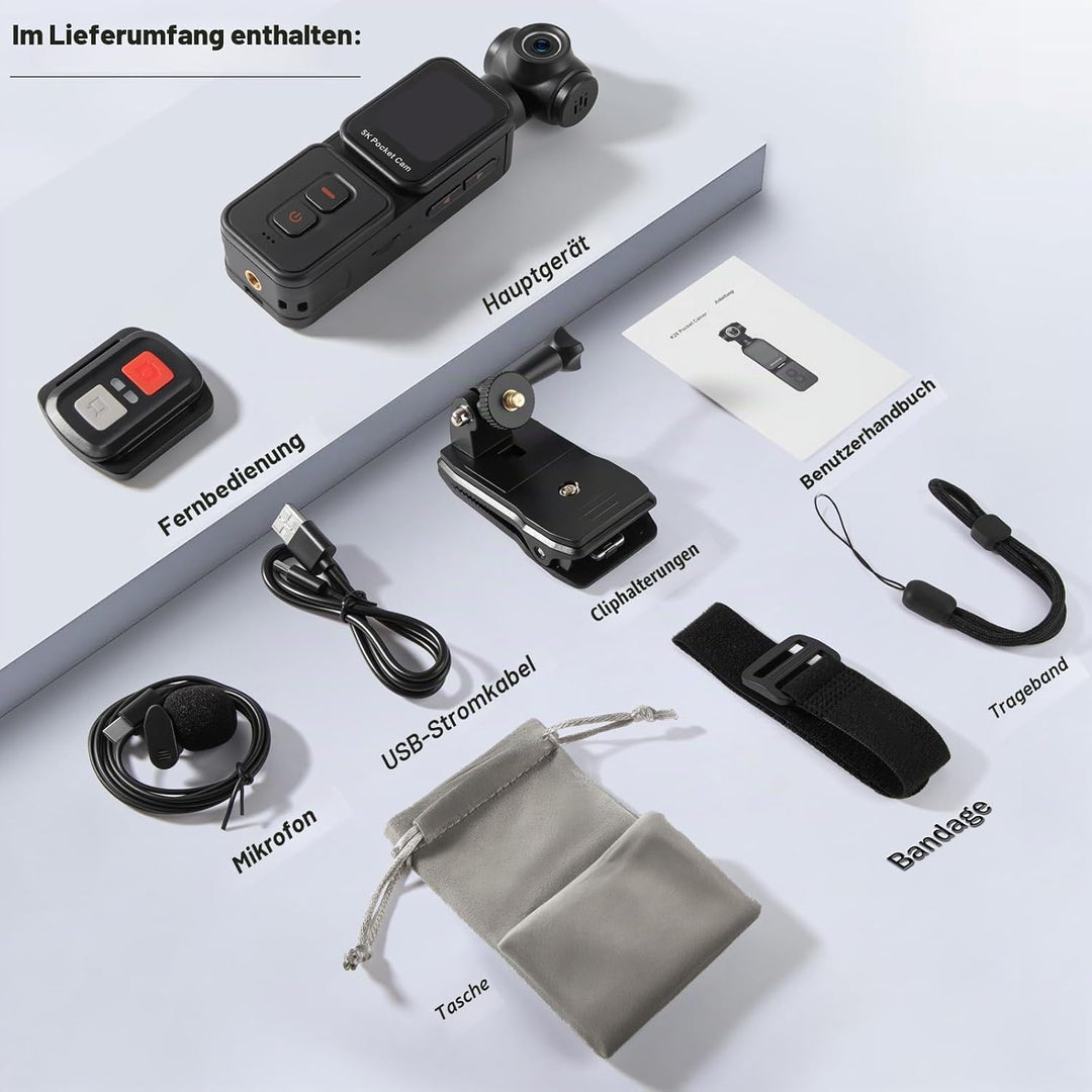 ydi 5K Bodycam Vlog Kamera mit Touchscreen, Körperkamera POV WLAN Pocket Action Cam mit Elektrisch 2