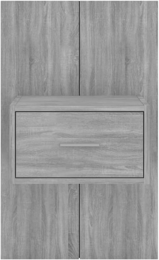 WIFESE Wand-Nachttisch Grau Sonoma Holzwerkstoff 48,5x32,5x80 cm Nachtschrank Nachtkästchen Bedside