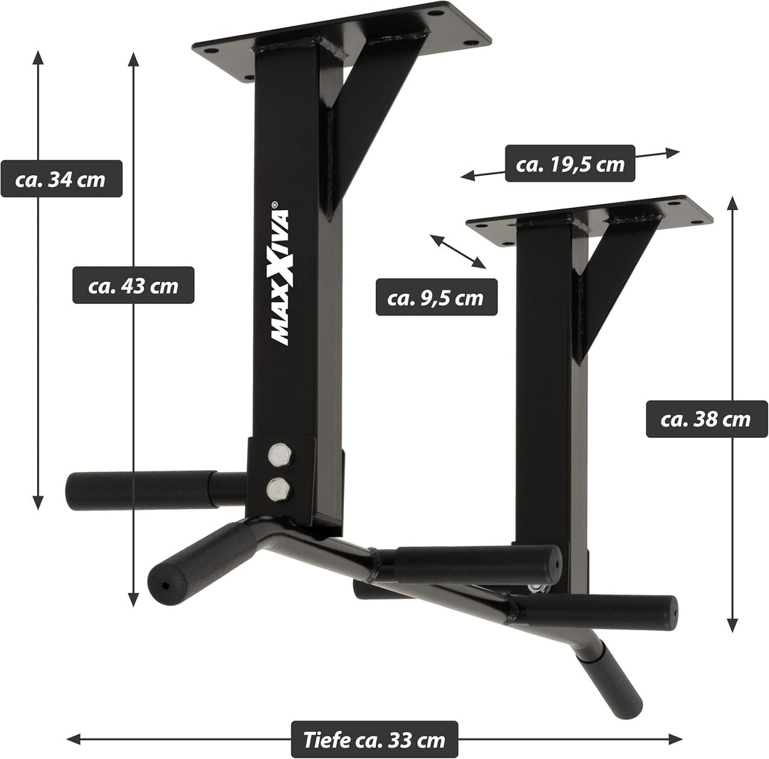 MAXXIVA Klimmzugstange für Deckenmontage schwarz für Workout Kraftübungen Bodybuilding Fitness-Train