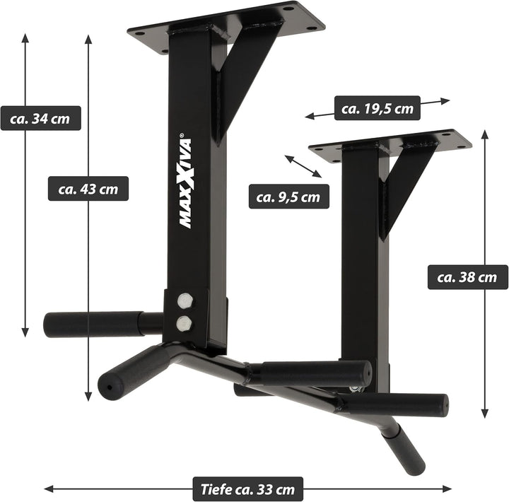 MAXXIVA Klimmzugstange für Deckenmontage schwarz für Workout Kraftübungen Bodybuilding Fitness-Train
