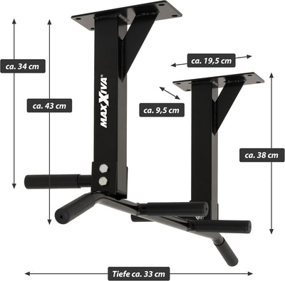 MAXXIVA Klimmzugstange für Deckenmontage schwarz für Workout Kraftübungen Bodybuilding Fitness-Train
