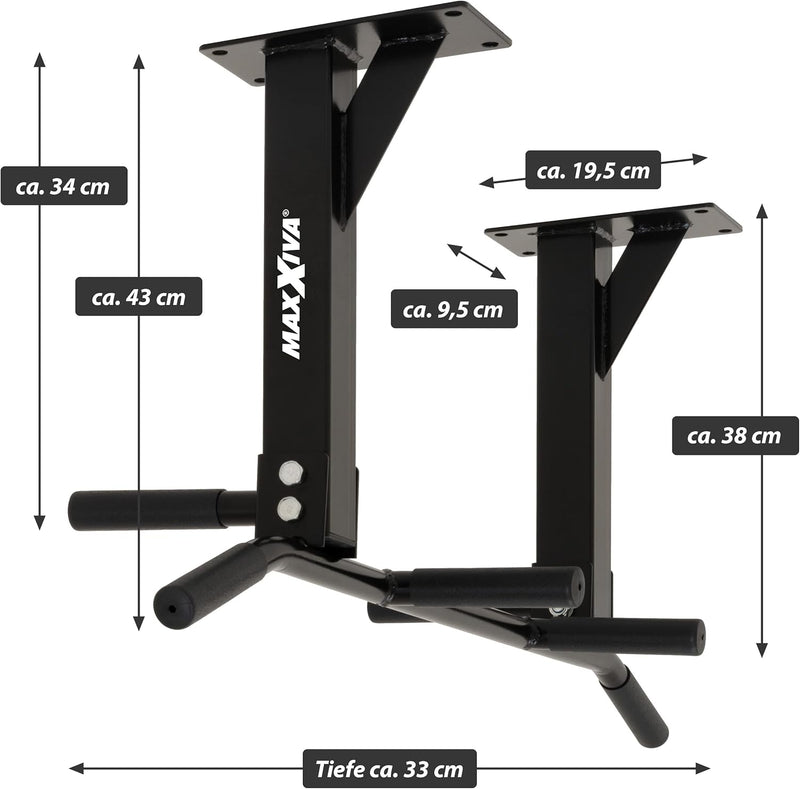 MAXXIVA Klimmzugstange für Deckenmontage schwarz für Workout Kraftübungen Bodybuilding Fitness-Train