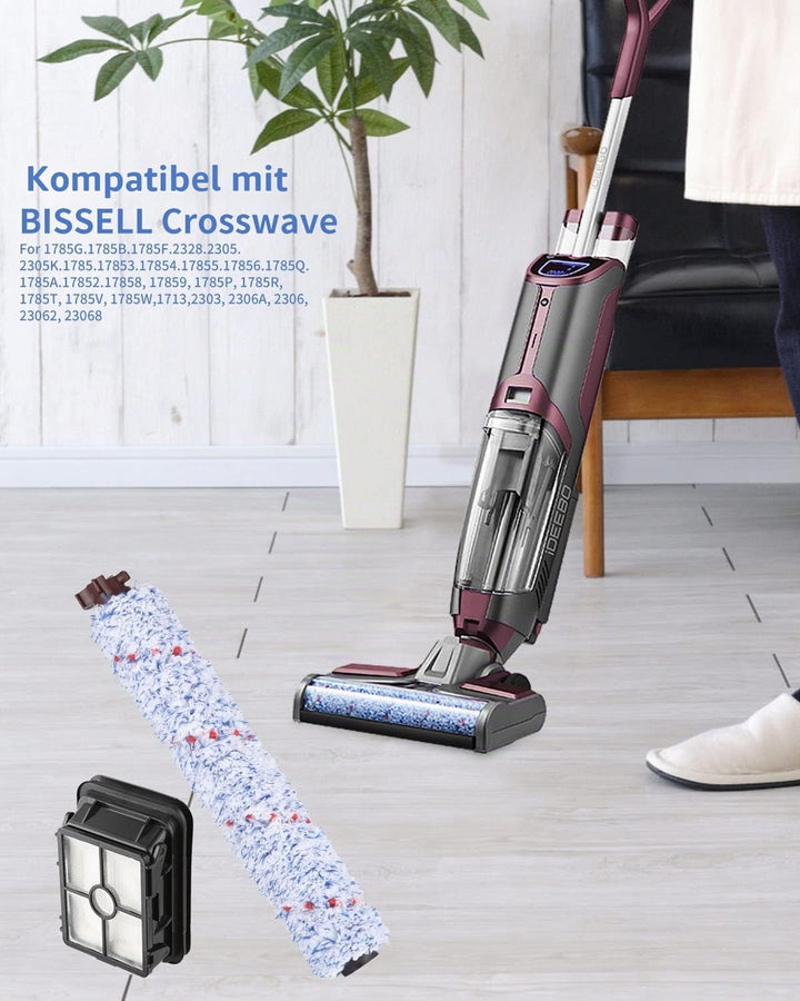 Zubehör für Bissell Crosswave 3-In-1,4 Bürstenrollen und 5 Ersatz Filter Kompatibel mit Bissell Vacu