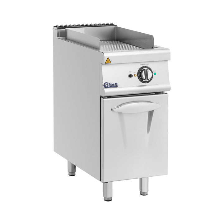 Royal Catering Elektro-Grillplatte mit Unterschrank Pro 730 Series 5,4 kW Grillplatte aus Chromstahl