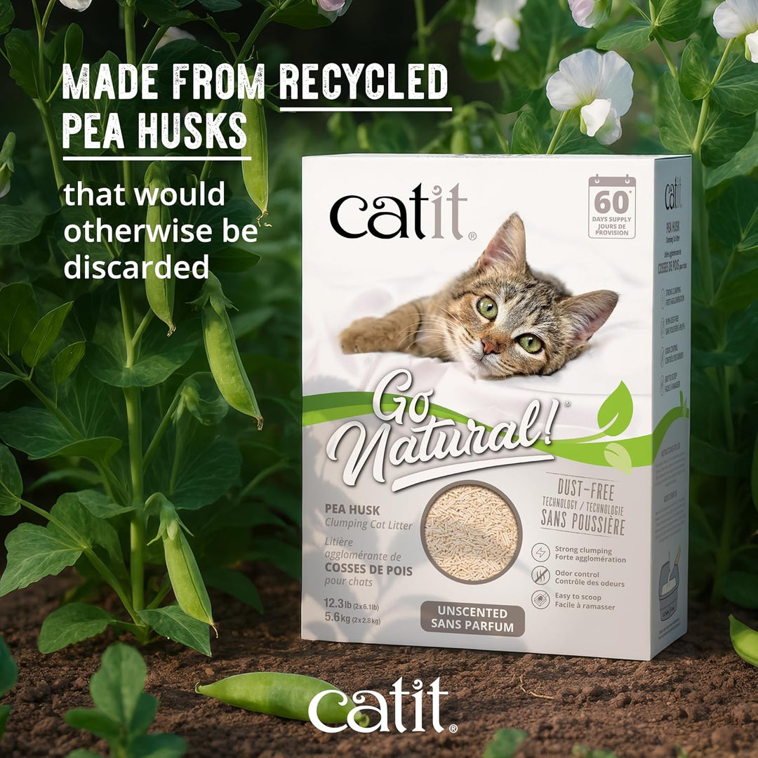 Catit Go Natural, klumpende Katzenstreu, aus Erbsenhülsen, Natur, 2 x 2,8kg (5,6kg)