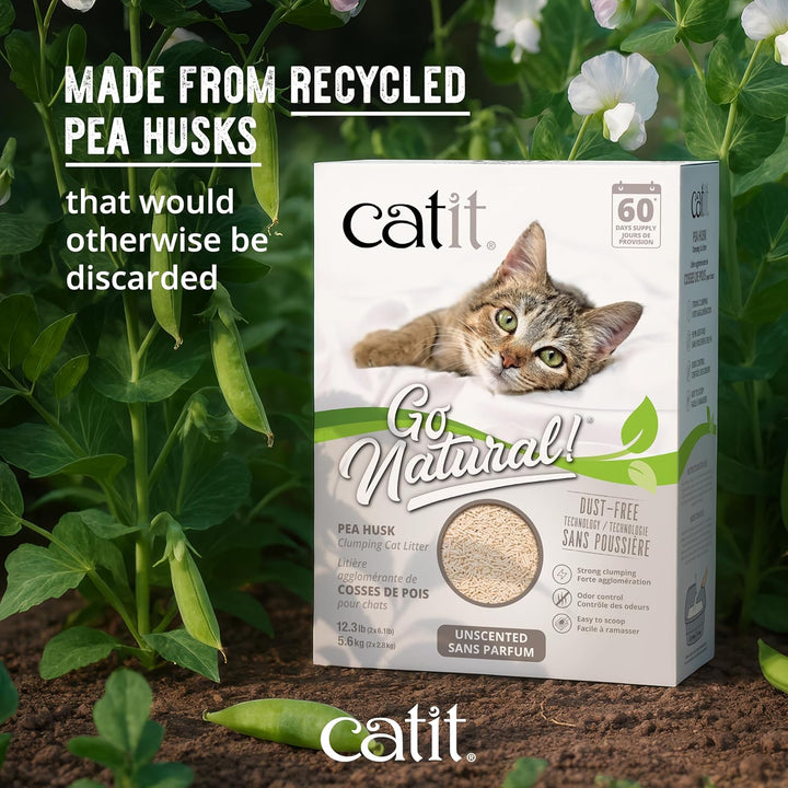 Catit Go Natural, klumpende Katzenstreu, aus Erbsenhülsen, Natur, 2 x 2,8kg (5,6kg)