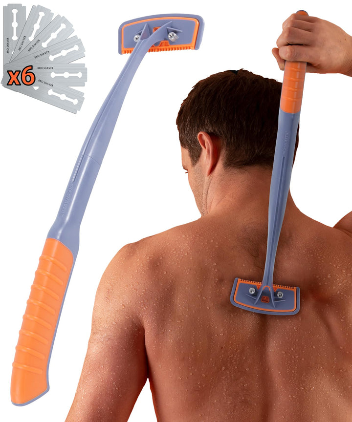 BroShaver 3.0 DIY Rücken- & Körperhaartrimmer mit 6 Klingen - Nass- oder Trockenrasur für Männer | R