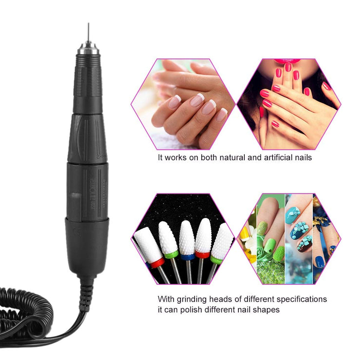 Elektrischer Nagelbohrergriff für Nagelmaniküremaschine, 02L-2,35 mm Handstück, Schwarz