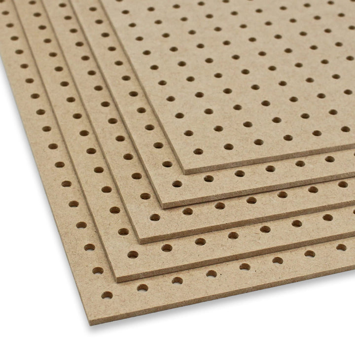 Peggy´s PEGBOARD Mini Lochwand aus Holz (MDF) 50 x 40 x 0,3 cm - Lochung Ø5 mm Abstand 15 mm - roh,
