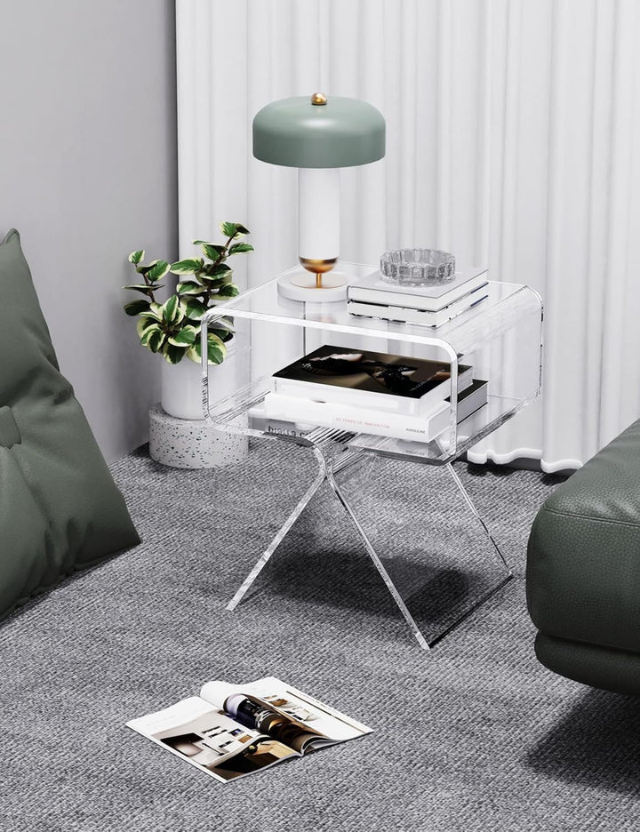 solaround Acryl Beistelltisch, Retro Modern Transparent Tisch Nachttisch für Wohnzimmer(transparent)