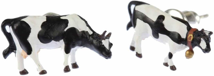 Miniblings Kuh Kühe Bauernhof Ohrstecker schwarz weiss midi - Handmade Modeschmuck I Ohrringe Stecke