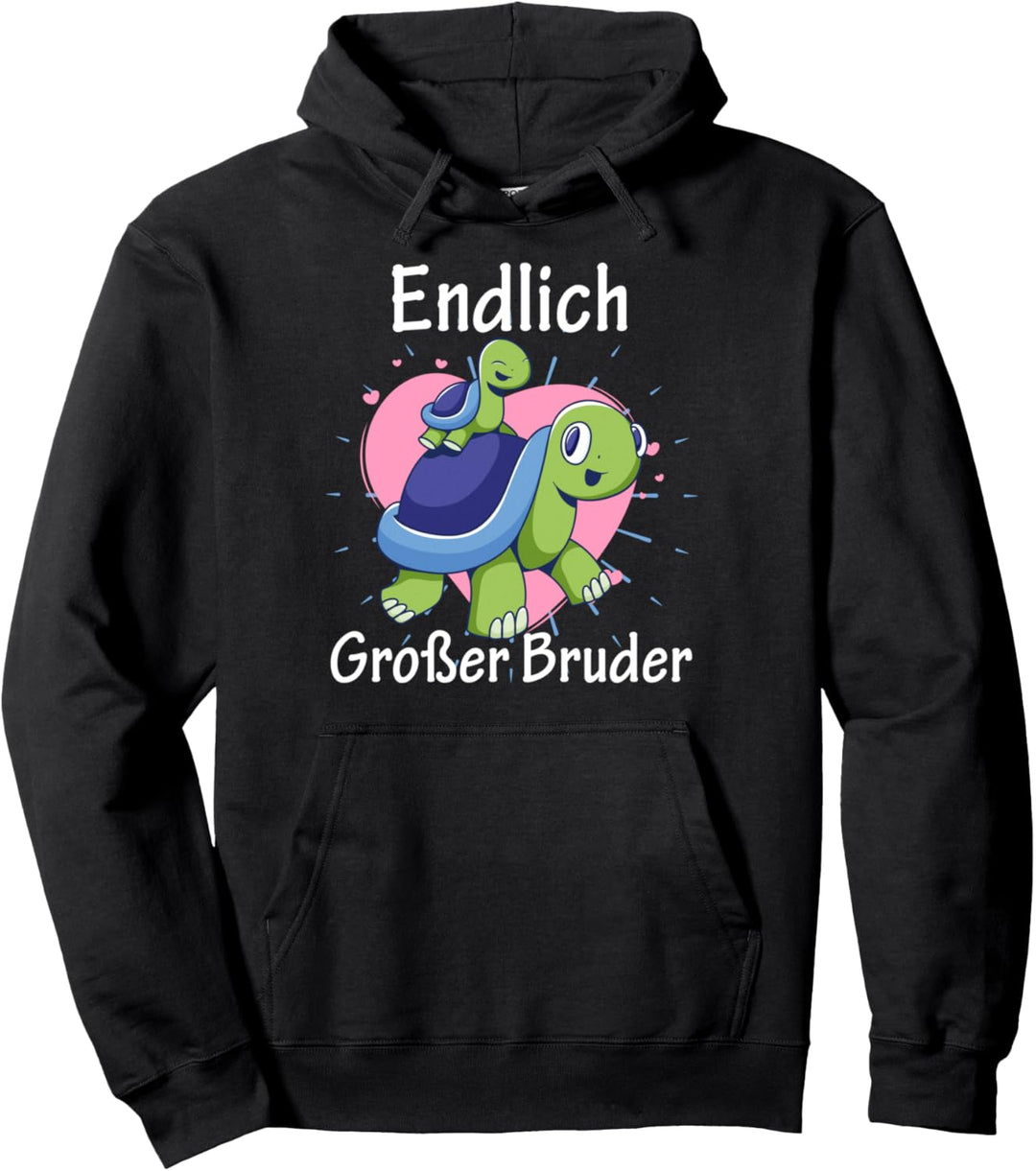 Endlich grosser Bruder Schildkröten Spruch Geschwister Pullover Hoodie