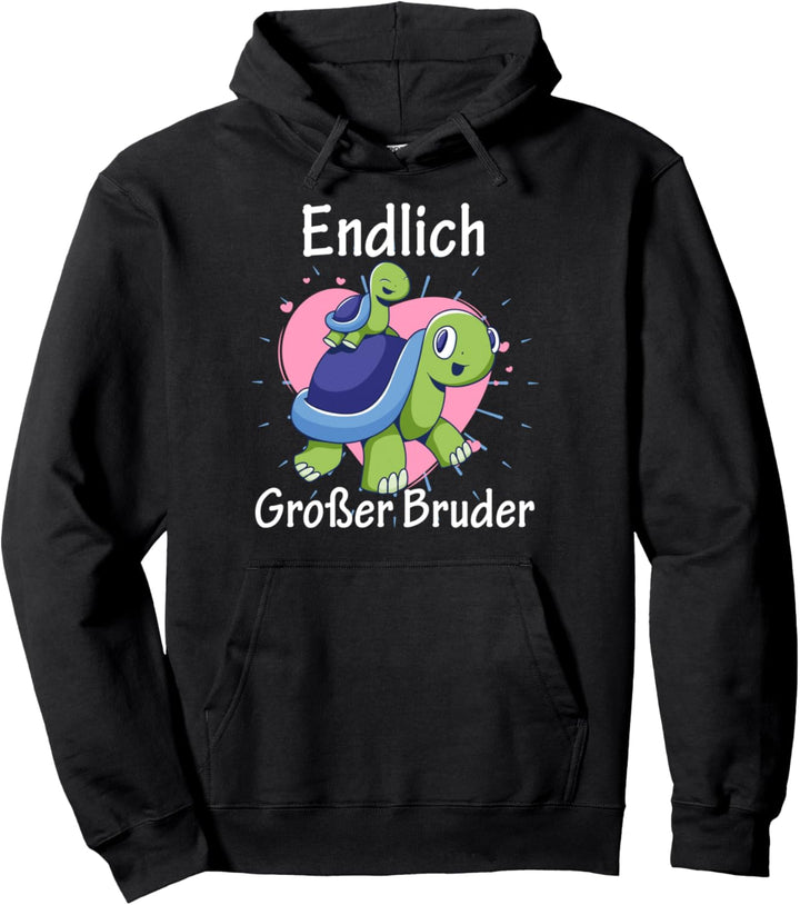 Endlich grosser Bruder Schildkröten Spruch Geschwister Pullover Hoodie