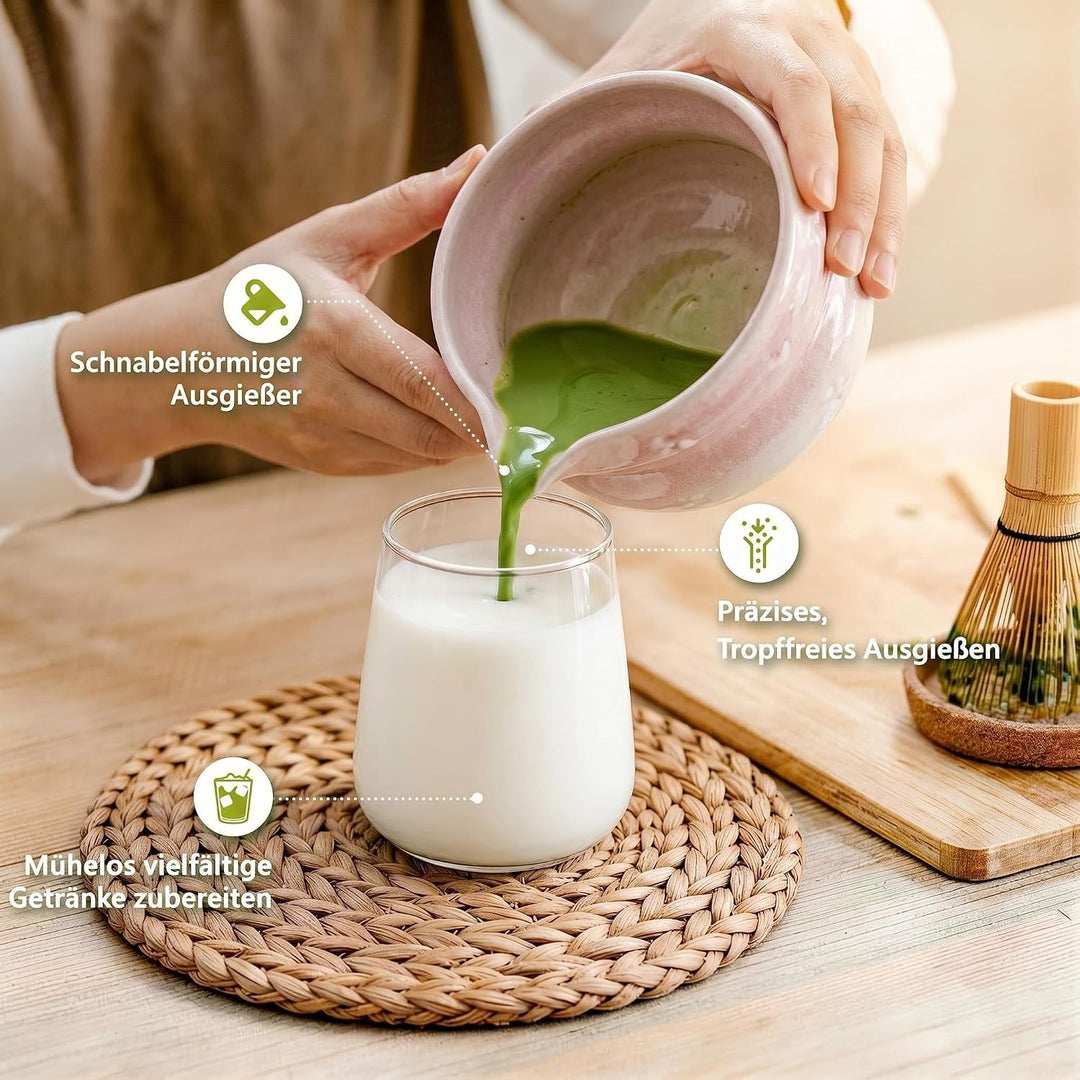 Matcha Set 8-Piece Premium Tea Ceremony Kit with Ceramic Bowl, 100+ Tines Bamboo Whisk (Chasen), Hol