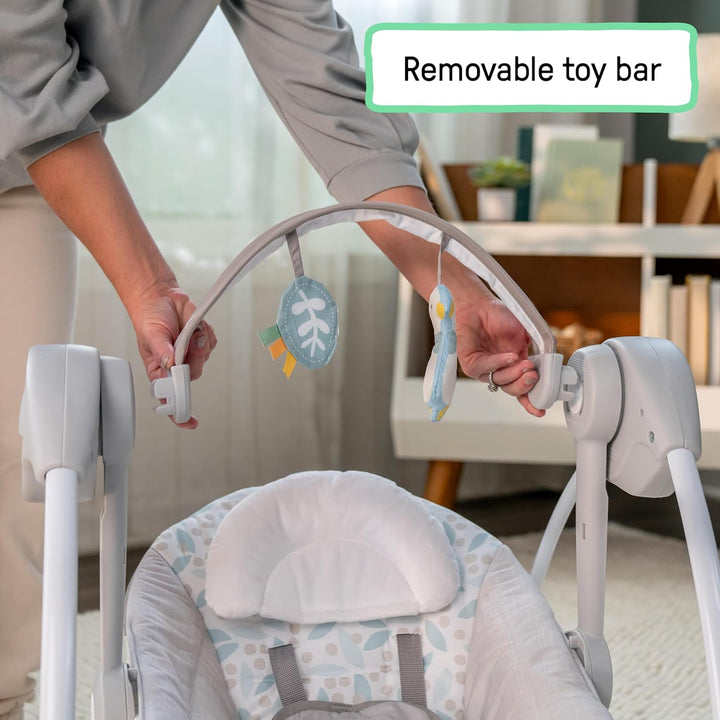 Ingenuity Comfort 2 Go Tragbare Babyschaukel - Endless Bloom - 6 Geschwindigkeiten - 10 Melodien - 2