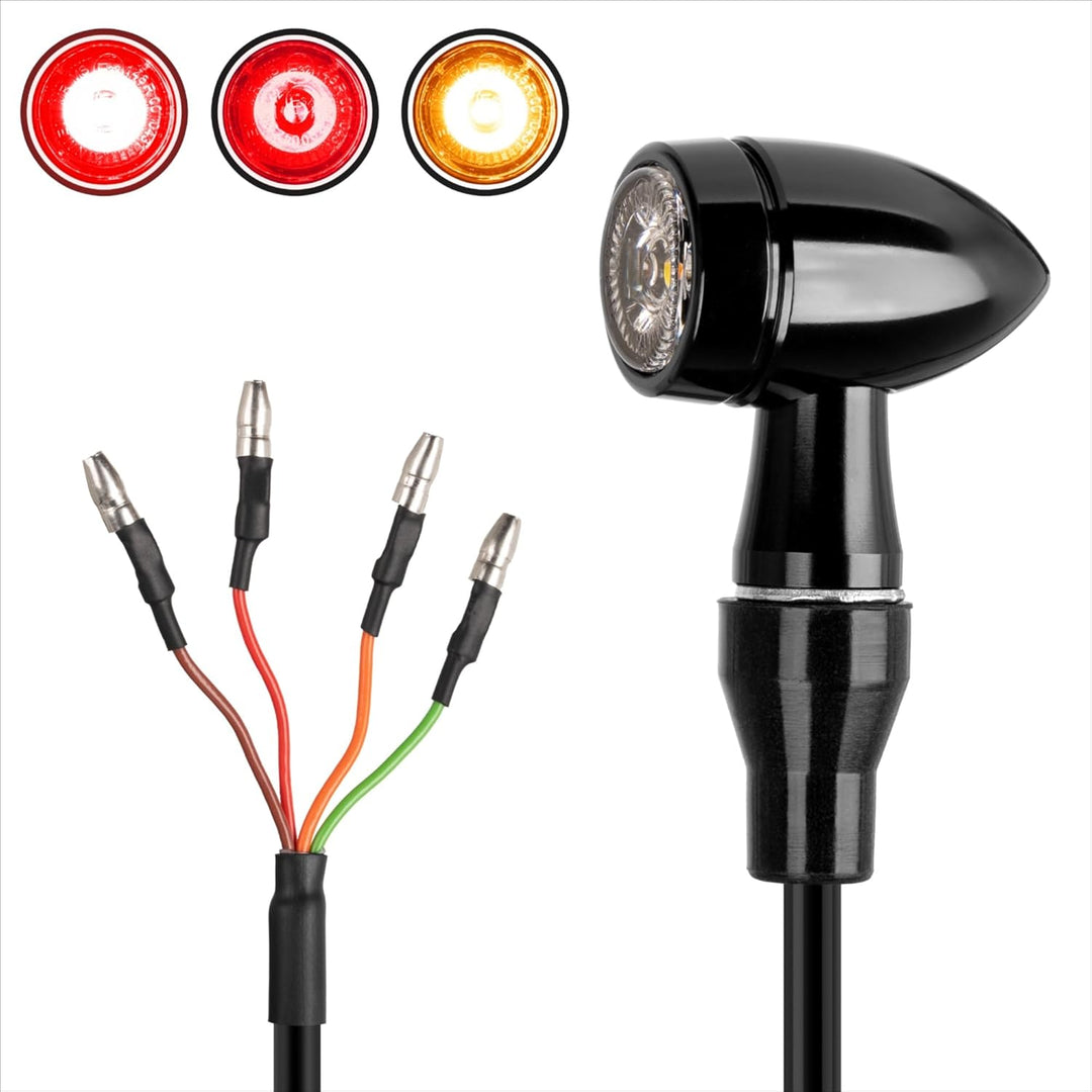Simda Pro Led Motorrad Blinker mit Bremslicht Universal 3 in 1 Schwarz Quad ATV Super Optik und Schö