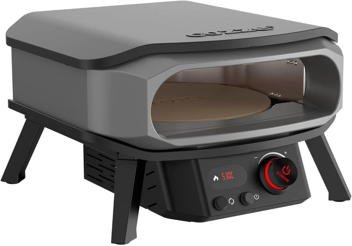 cozze® 13" PREMIUM ROTATE Pizzaofen Elektrisch mit Drehstein inkl. Regler und 2 m. Stecker – Perfekt