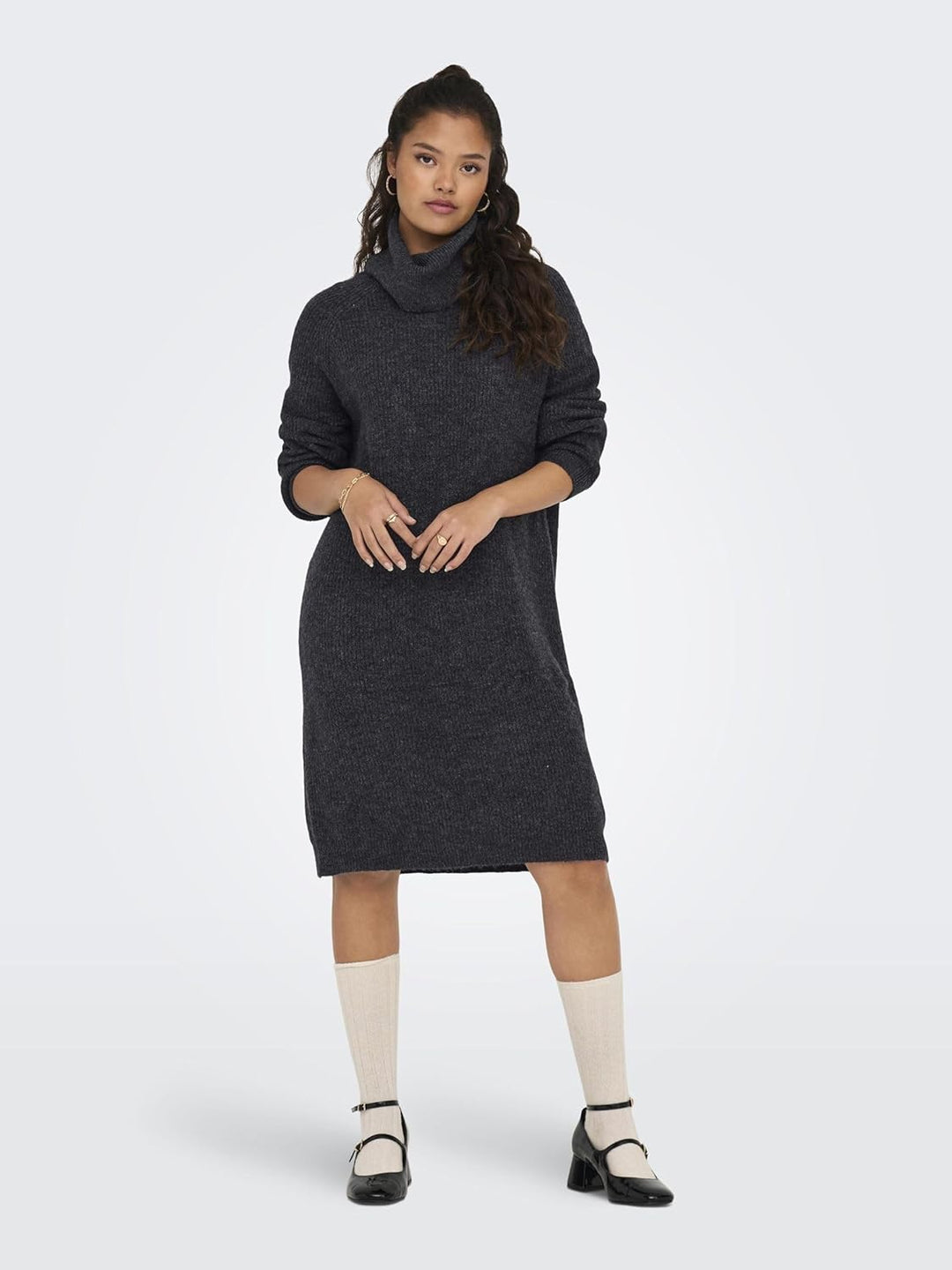 ONLY Female Strickpullover ONLSILLY Kurzes Kleid S Dark Grey Melange, S Dark Grey Melange