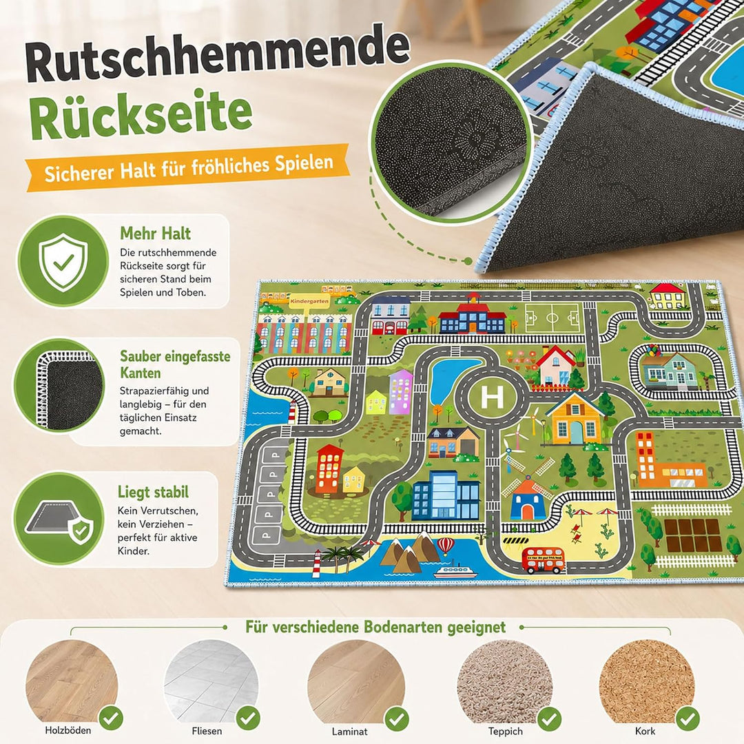ZFHNYJWKL Kinder spielteppich Auto Jungen &amp; Mädchen Teppich Strassenteppich Bauteppich Stadtstadt Le
