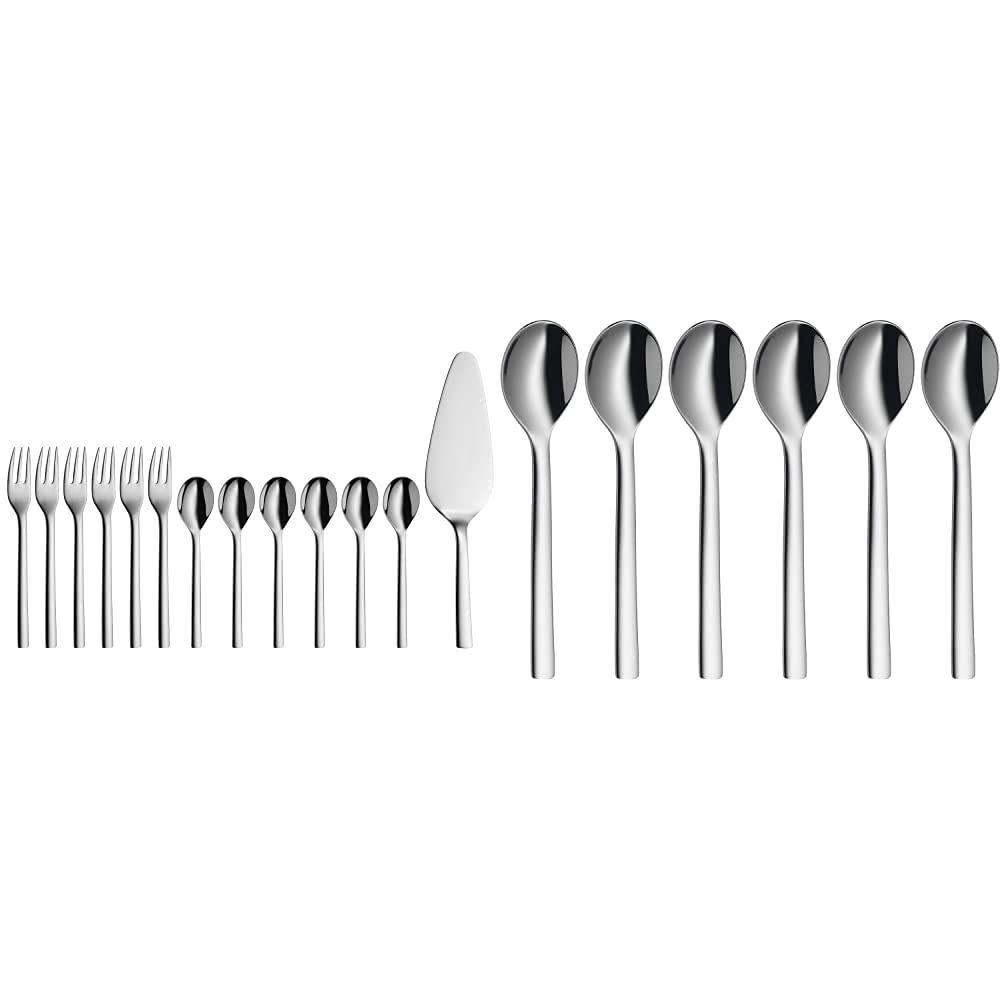 WMF Nuova Obst-/ Kuchenbesteck 13-teilig, für 6 Personen, Kaffeelöffel, Kuchengabel, Tortenheber, Cr