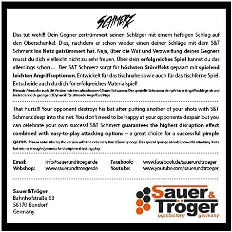 Tischtennis Belag | Lange Noppe Schmerz | Rot, Schwarz | OX, 0,5 | Sauer & Tröger Rot 0,5 mm, Rot 0,