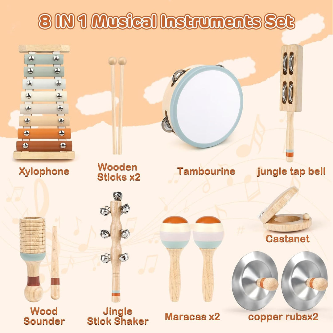 Toddler Musical Instruments, Neutral Colours Montessori Wooden Musical Instruments for Toddlers from