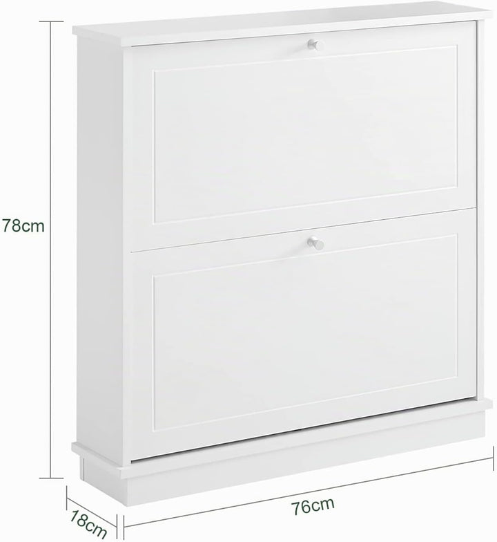 SoBuy Schuhschrank Schmal Schuhkipper Schmal mit 2 Klappen - für bis zu 10 Paar Schuhe, stabil und k