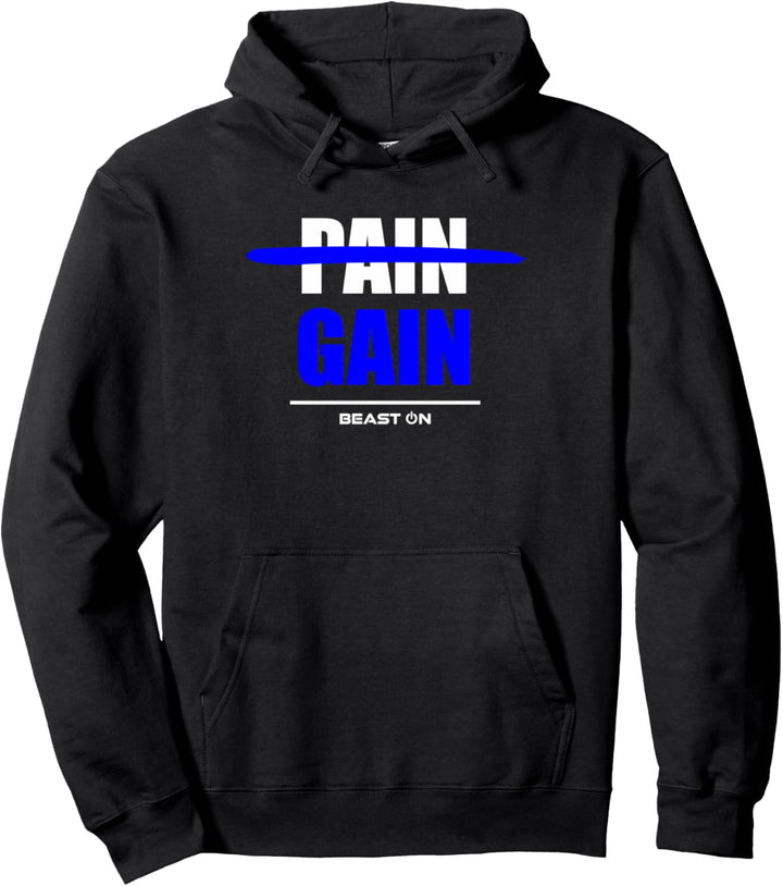 No Pain No Gain Blue Workout Fitness Motivation Gym Sprüche Pullover Hoodie