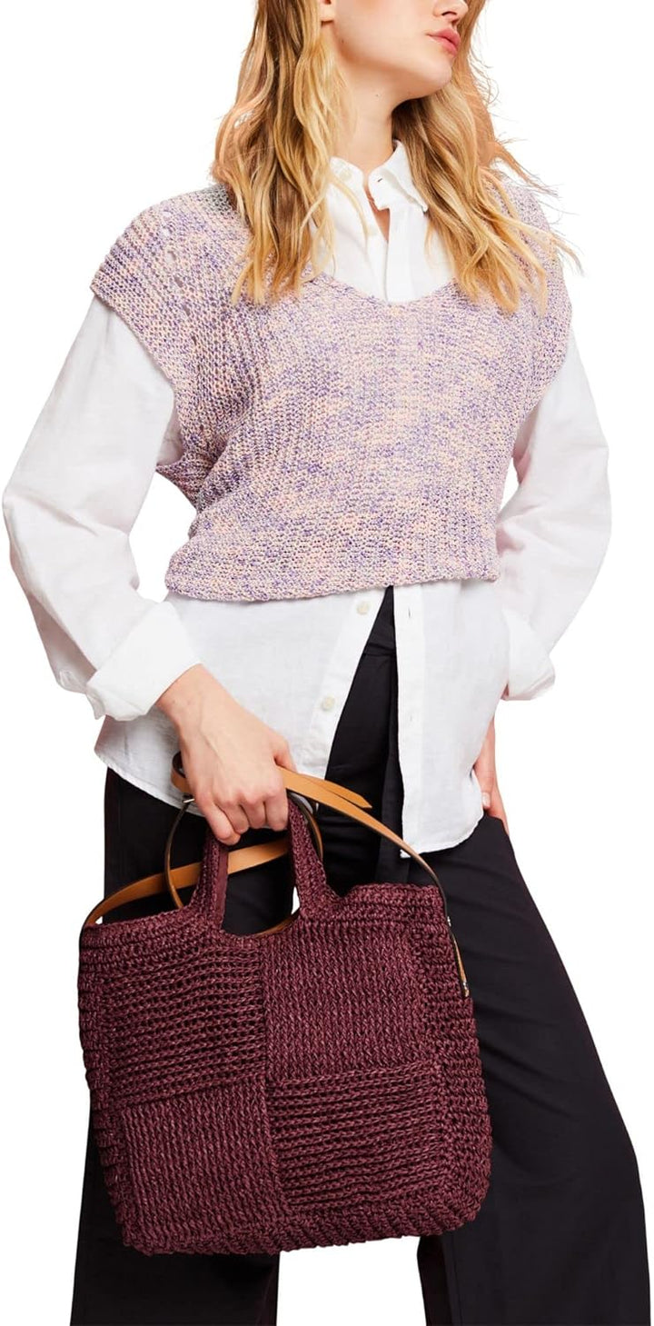 ESPRIT Basttasche aus Webstoff mit Details in Lederoptik 600/Bordeaux Red, 600/Bordeaux Red