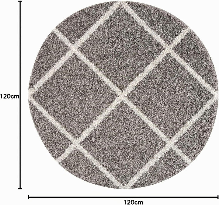 SANAT Madrid Shaggy Teppich Rund - Hochflor Teppiche für Wohnzimmer, Schlafzimmer, Küche - Grau, Grö