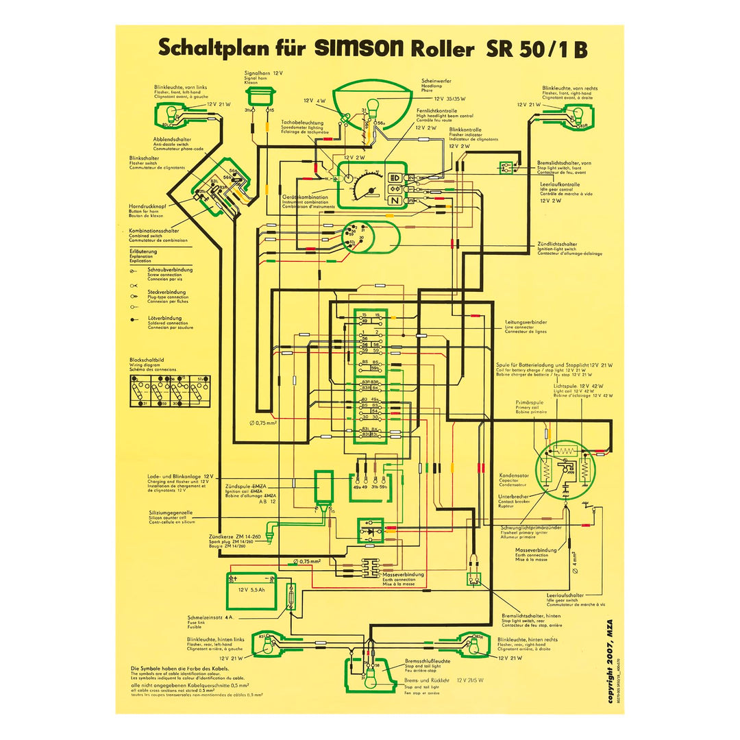 Schaltplan Farbposter (40x57cm) SR 50/1 B (beidseitig Glanzcello, schmutzabweisend)